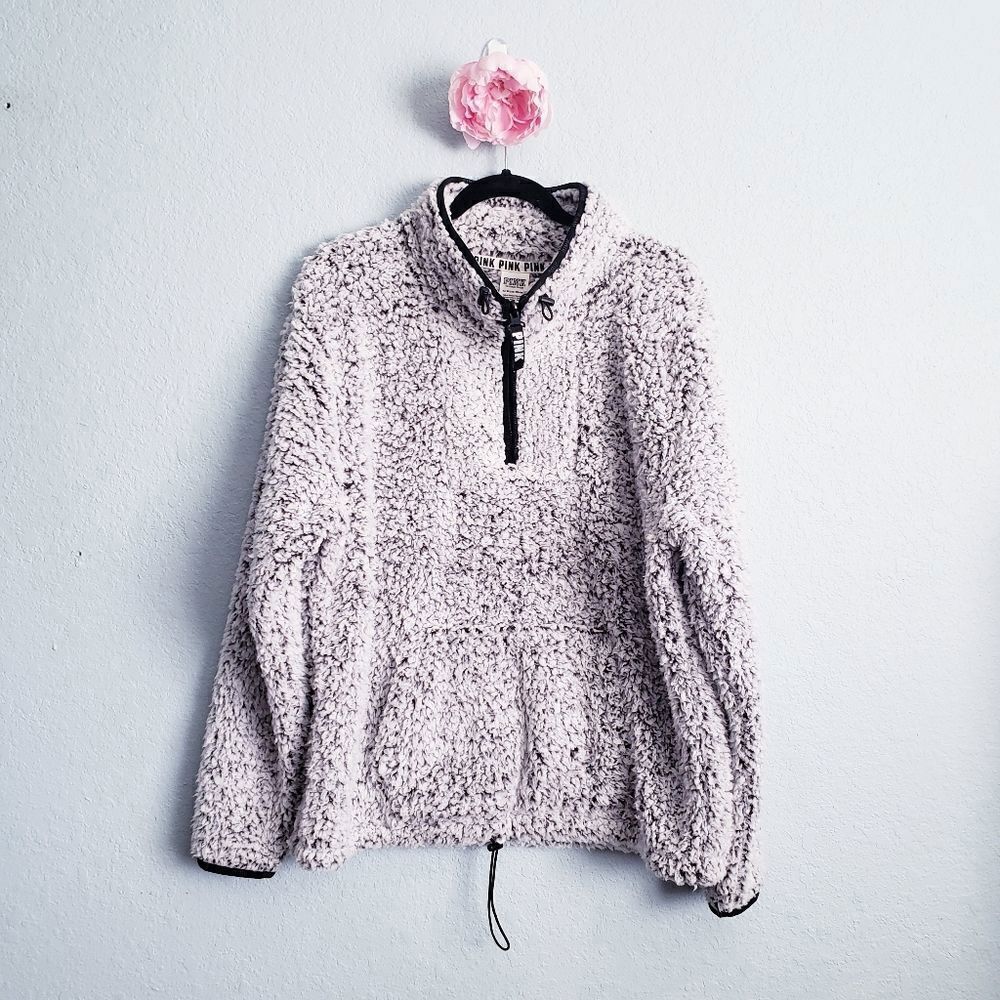 Victoria's Secret Pink Cozy Sherpa Quarter Zip Jacket
